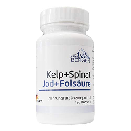 Natürliche Folsäure + Jod (aus Kelp Algen Extrakt + Spinat Extrakt)...