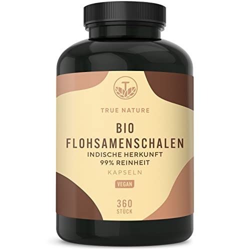 Bio Flohsamenschalen - 360 vegane Kapseln (750mg) - 50% mehr Inhalt -...