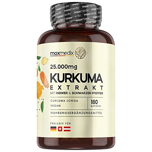 Kurkuma Kapseln - 25000mg Curcuma Extrakt und 95% Curcumin - Mit...