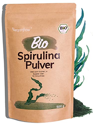 veganflow® Bio Spirulina Pulver 500g, kultiviert im Becken – sehr...
