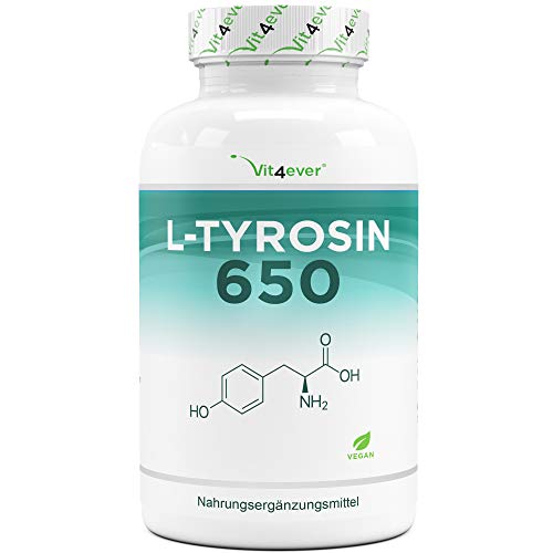 L-Tyrosin - 240 vegane Kapseln - 1300 mg pro Tagesportion - 4...