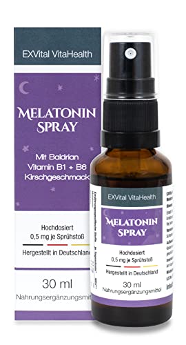 Melatonin Spray, mit Baldrian & Vitamin B1+ B6 - 0,5 mg liquid...