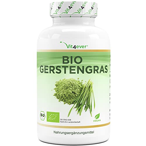 Bio Gerstengras - 365 Kapseln - Hochdosiert mit 1500mg je Tagesportion...