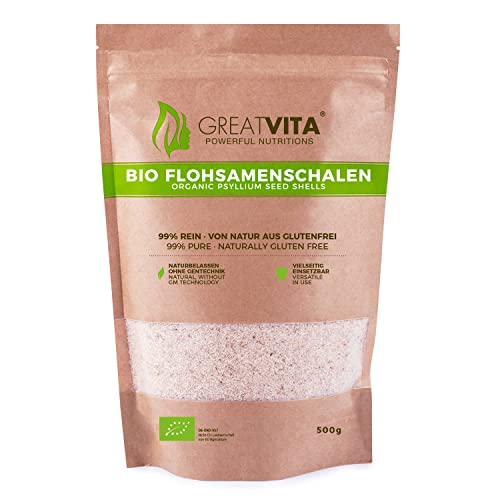 MeaVita Bio Flohsamenschalen, 99% rein, (1 x 500g) indische...