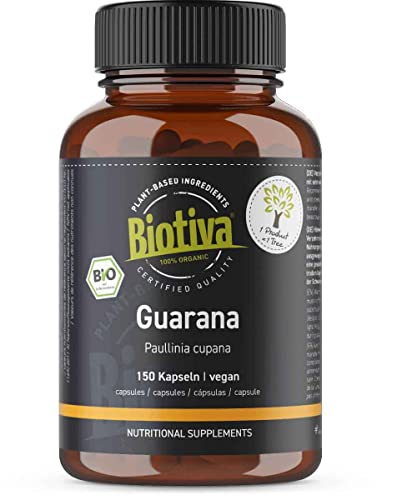 Biotiva Guarana Kapseln Bio - 150 x 500mg - koffeinhaltig - natürlich...