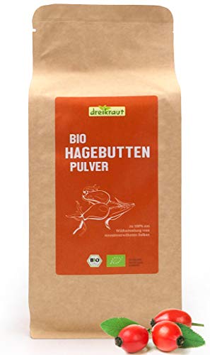 dreikraut Bio-Hagebuttenpulver - 1 Kg, Rohkostqualität, gemahlen,...