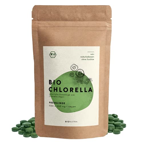 BIONUTRA® Chlorella-Presslinge Bio 1000 x 250 mg Tabletten, 100% rein...