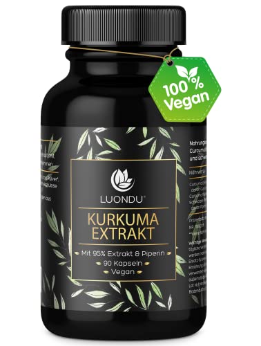 Kurkuma Kapseln - 90 Curcuma Extrakt Kapseln extra hochdosiert & Vegan...