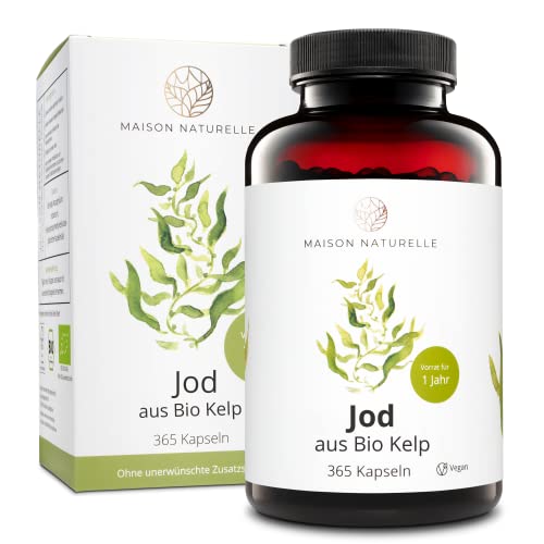 MAISON NATURELLE® Bio Kelp (Natürliches Jod) - 365 Kapseln - 200μg...