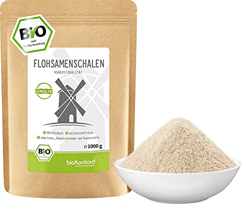 Flohsamenschalen gemahlen BIO 1000g (1kg) I 99% Reinheit I...