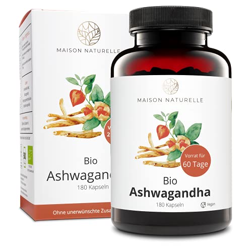 MAISON NATURELLE® Bio Ashwagandha Kapseln (180 Stück, 600mg pro...