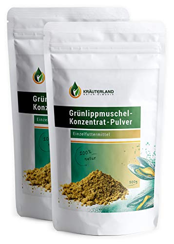 Kräuterland Grünlippmuschel Pulver Hund 1000g - 100% pur und rein -...