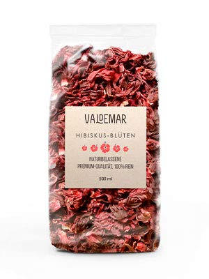 Valdemar Manufaktur essbare Premium HIBISKUS-Blüten, 500ml (Rosella)...