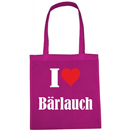 Tasche I Love Bärlauch Größe 38x42 Farbe Pink Druck Weiss