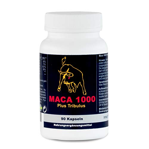 Maca 1000 plus Tribulus, Maca und Tribulus, 90 Kapseln, 1er Pack (1x...