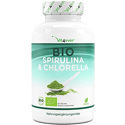 Bio Spirulina + Bio Chlorella mit 500 mg pro Pressling - 600...