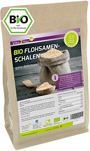 Flohsamenschalen Bio 99% Reinheit 1000g - Laborgeprüft - 100% Bio...