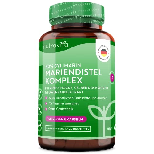 Mariendistel Komplex - 150 Vegane Kapseln - 80% Silymarin Anteil - 5...