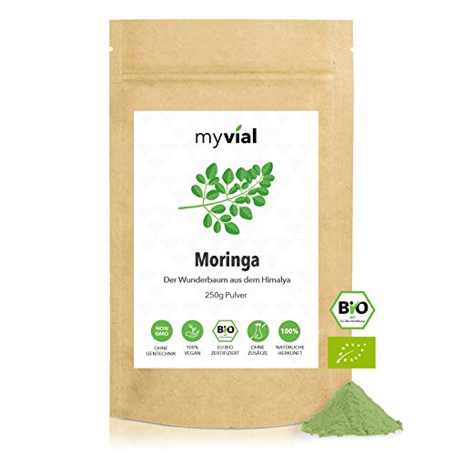 myvial® Moringa Pulver Bio 250g | feines Blattpulver von Moringa...