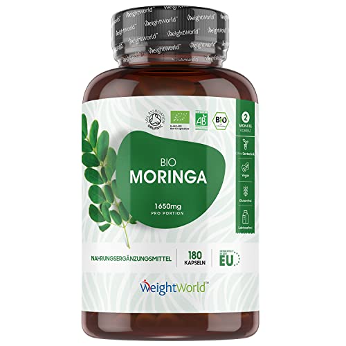 Bio Moringa Kapseln - 1650mg Moringa Oleifera Pulver - 180 vegane...