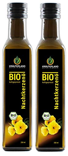 Kräuterland Bio Nachtkerzenöl 500ml - 2x250ml Nachtkerzensamenöl,...