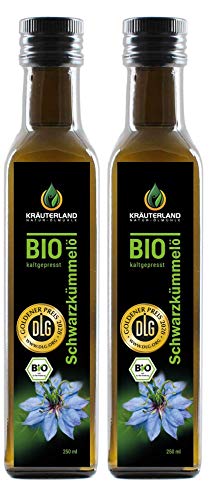 Kräuterland - Bio Schwarzkümmelöl gefiltert 2x250ml- 100% rein,...