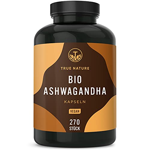 Bio Ashwagandha - 270 Kapseln mit je 650mg - Hochdosiert mit 2600mg...