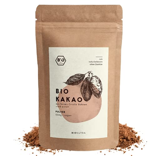 BIONUTRA® Kakao Pulver Bio 1000 g, stark entölt (11% Fett), Bio...