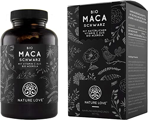 NATURE LOVE® Bio Maca Kapseln (schwarz) - 3000mg Bio Maca je...