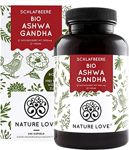 NATURE LOVE® Bio Ashwagandha - Hochdosiert mit 1950mg je Tagesdosis -...