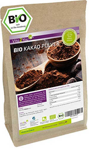 Kakao Pulver Bio 1000g - ungesüßt - ganze Kakao Bohnen gemahlen aus...