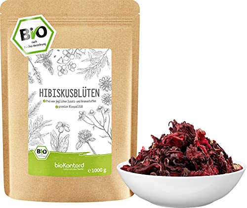 Hibiskusblüten BIO ganz und getrocknet 1000 g - Premium HIbiskus Tee...