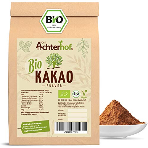 Kakao Pulver Bio (1kg) Kakaopulver Rohkost stark entölt (11% Fett)...