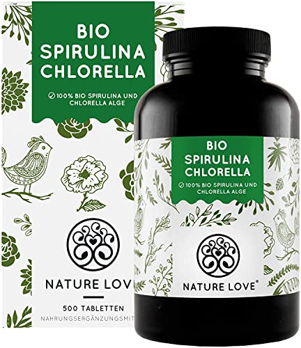 NATURE LOVE® Bio Spirulina + Bio Chlorella mit 500 mg pro Pressling....