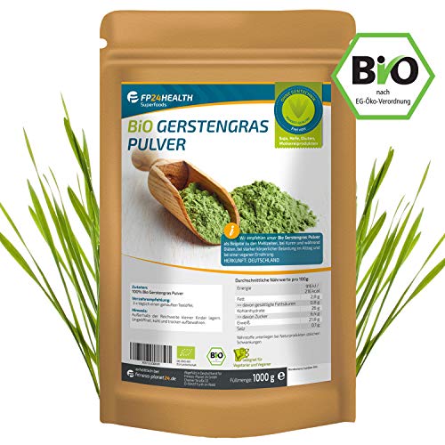 Gerstengras Pulver Bio 1000g - Laborgeprüft - 1kg Gerstengraspulver...