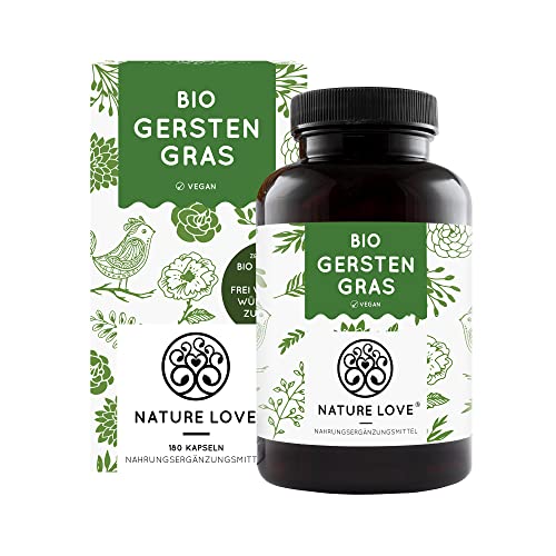 NATURE LOVE® Bio Gerstengras - Hochdosiert mit 1500mg je Tagesdosis -...