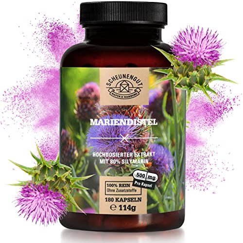 Mariendistel Kapseln hochdosiert 500mg (VEGAN) I Ideal: 180 Kapseln...