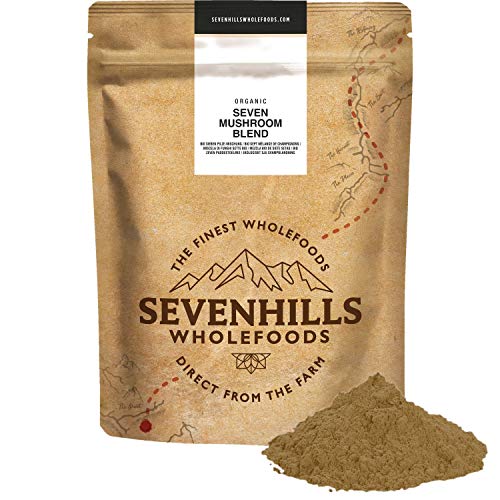 Sevenhills Wholefoods Bio 7 Pilz Pulver Mischung 200g, Reishi, Chaga,...