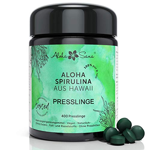 Aloha Sana | Hawaii Spirulina Presslinge im Ultraviolettglas | 400...