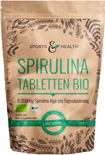 BIO Spirulina Tabletten - 650 Tabletten Bio Spirulina - 500mg...
